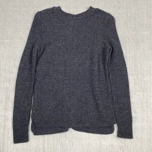 Madewell Womens Sweater Size XXS Gray Marled Cozy Crewneck Back Button Preppy